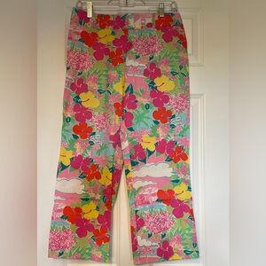 Lilly Pulitzer Harbor View Hibiscus Parrot Beach Capri Pant, Size 6